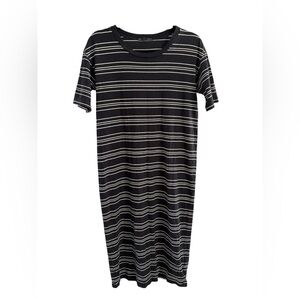 Truly Madly Deeply Black & White Striped Maxi T Shirt Dress- XS